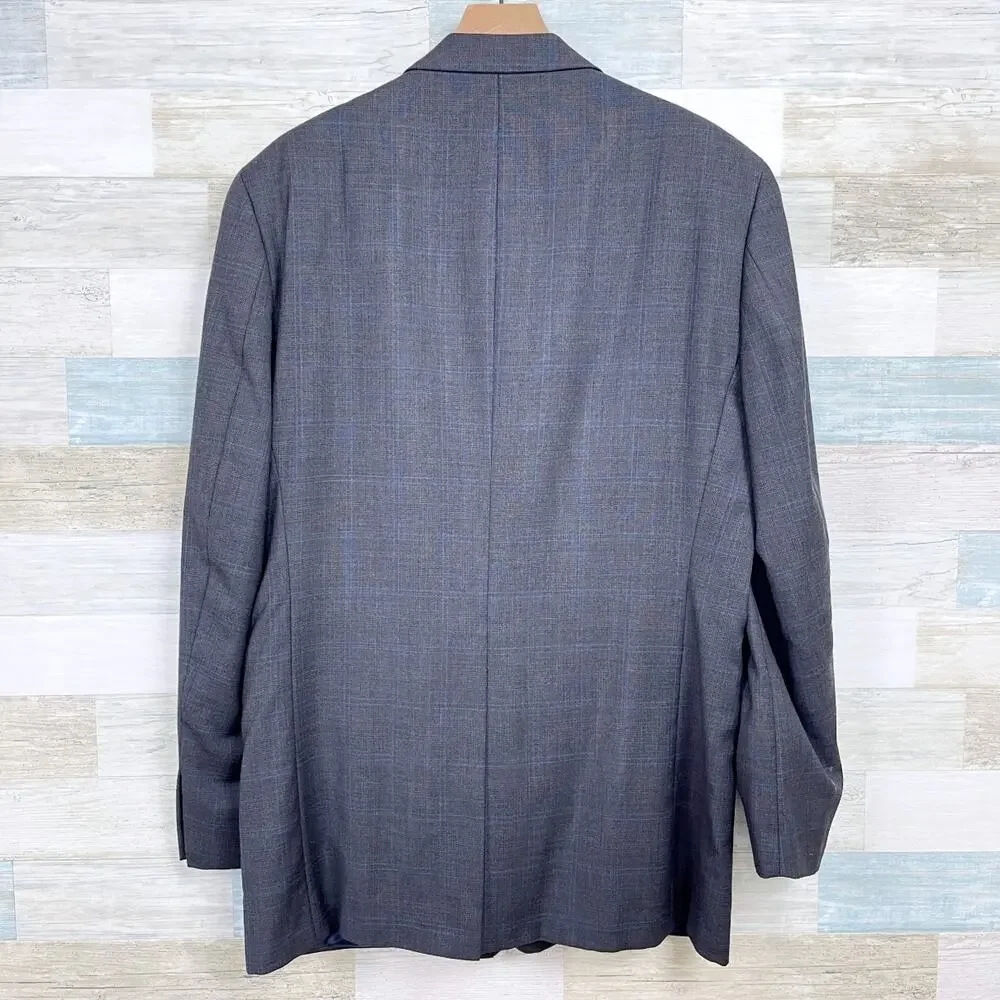 Nautica Wool Windowpane Suit Gray Two Button Mens 42L Jacket 36W Pleated Pants